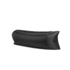 Inflatable black lounger with a sleek design, featuring a tubular shape. It appears to be made of durable material suitable for outdoor or indoor use, and is placed on a plain white background.