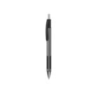A gray retractable ballpoint pen with a black grip and clip, centered on a white background.