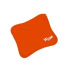 Orange sleeve with curved edges and the text West and a star logo in white on one side. There are faint circular patterns on the sleeves surface.