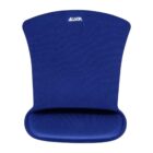 Blue ergonomic mouse pad with wrist rest labeled Allsop. The pad features a curved design for wrist support and comfort.