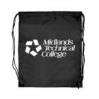 Black drawstring bag with white text and logo reading Midlands Technical College on the front.