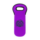 Purple neoprene bottle holder featuring a cartoon scientist with goggles and a lab coat. The text reads Dr. Nano along with scientific-themed decor around the character. The holder has a cutout handle at the top.