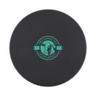 Black circular label featuring a turquoise graphic of a cows head. It includes the text Fresh Organic Milk and Natural Product encircling the cow image.
