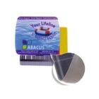 Image of an Abacus ALS support card with a lifebuoy design and the slogan Your Lifeline to technical support. The card includes contact phone numbers for AUS and NZ, and a magnified view of the card corner shows its material.