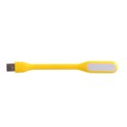 A yellow USB LED light with a flexible neck and a white light panel, isolated on a white background.