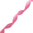 A pink ribbon with gold edging displayed diagonally. It has gold text printed on it, but the words are not fully visible. The ribbon is evenly twisted, showing both the front and back sides.