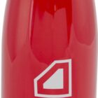A red reusable water bottle with a silver cap and base, featuring the word CARBON and a geometric logo on its front.