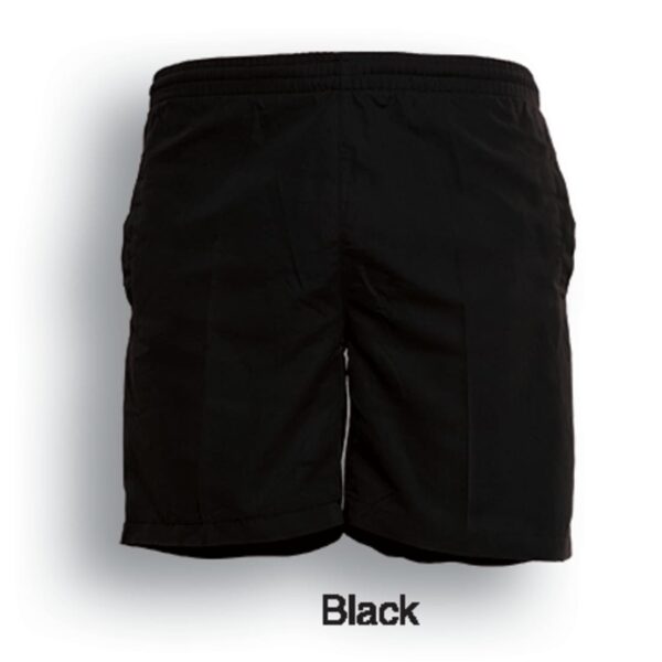 A pair of black shorts displayed against a light background. The shorts have a simple design with an elastic waistband and are described with the word Black below them.