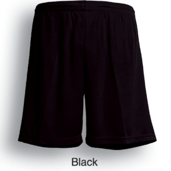 A pair of black athletic shorts displayed against a white background. The word Black is written underneath the shorts.
