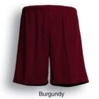 A pair of burgundy shorts displayed against a white background. The fabric appears smooth and lightweight. Below the shorts, the word Burgundy is written.