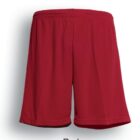 Red athletic shorts with an elastic waistband, displayed against a plain white background. The fabric appears lightweight and smooth, suitable for sports or casual wear.
