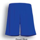 A pair of plain royal blue shorts on a white background. The words Royal Blue are written below the shorts.