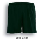 A pair of bottle green shorts is displayed against a white background. The shorts have an elastic waistband and a simple design, with the text Bottle Green below them.