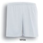 White shorts with an elastic waistband, displayed against a plain background. The text White is below the shorts.