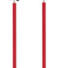 Two red pencils with festive toppers: one with a Santa Claus figurine and the other with a Christmas tree adorned with colorful dots.