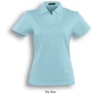 Sky blue collared short-sleeve polo shirt, displayed on a plain white background. The shirt has a simple and classic design.
