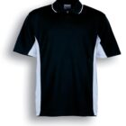 A black polo shirt with a white collar and white side panels. The shirt features a three-button placket. Below the image, the text reads Black / White.