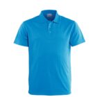 Blue short-sleeve polo shirt with a classic collar and three buttons. The fabric appears smooth and lightweight, suitable for casual or semi-formal wear. The shirt is displayed against a white background.