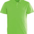 Bright green short-sleeve polo shirt with a collar and three buttons on the front, displayed on a plain white background.
