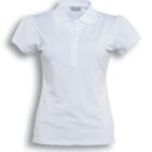 White short-sleeve polo shirt with a collar and buttoned placket, displayed on a plain white background.
