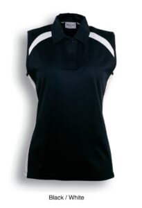 Ladies Sleeveless panel polo