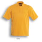 A gold-colored polo shirt with short sleeves, a collar, and a buttoned placket, displayed against a plain white background. The text Gold is labeled below the shirt.