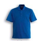 A royal blue polo shirt with a collar and button placket is displayed against a plain white background. The shirt is short-sleeved and neatly presented. The text Royal Blue appears below it.