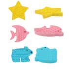Image showing three colorful pop-it toys: a yellow star, a pink fish, and a blue bear. Each toy features a bubble popping surface. The star and fish are shown from both front and side angles.