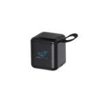 Black cube-shaped portable speaker with a loop for easy carrying. The front features a blue whale logo and the text BIGWHALE.