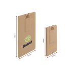 Two beige, card-shaped items with ventilation slots and printed logos. The larger one measures 83mm by 51mm, and the smaller one is 60mm by 30mm. Arrows indicate dimensions. Minimalistic design with one word logo and branding symbol.