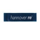 A blue resistance band with the white text hannover re printed on it.