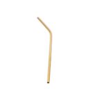 A single gold-colored, reusable metal straw with a slight bend near the top, set against a plain white background.