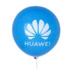 A blue balloon with the Huawei logo and text in white, featuring a stylized flower-shaped design above the company name.