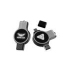 Two metallic swivel USB drives with black and silver finishes are shown. One displays the text Drone Cam and a winged logo; the other shows a geometric design. Both drives have exposed connectors.