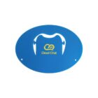 Blue oval stencil with cloud design and Cloud Chat text.