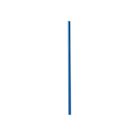 A single metallic blue straw standing vertically against a plain white background.