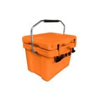 Orange rectangular cooler with a sturdy metal handle and a secure latch system. The cooler has IGERS printed on the front and appears to be insulated, suitable for keeping items cold. It stands on a white background.
