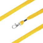 A bright yellow lanyard with a silver metal clasp.