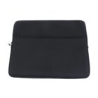 A black laptop sleeve with a rectangular shape and a zipper at the top. The surface appears smooth and sleek, designed for carrying and protecting a laptop or tablet. The sleeve is shown against a plain white background.