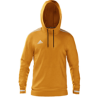 A yellow hooded sweatshirt with white stripes on the shoulders and an Adidas logo on the left chest. The hoodie has black drawstrings and is displayed on a blank background.