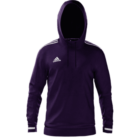 Purple Adidas hoodie with a drawstring hood and white stripes on the shoulders and sleeves. The Adidas logo is on the chest. The hoodie is displayed against a transparent background.