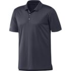 A dark gray, short-sleeved polo shirt with a three-button placket and a subtle logo on the left sleeve. The shirt has a classic collar and is shown against a white background.