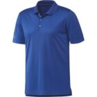 A blue short-sleeve polo shirt with a collar and three buttons. The shirt has a small logo on the left sleeve. It is displayed on a plain white background.