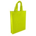 A bright yellow-green reusable tote bag with two handles, shown against a plain white background. The tote has a simple, rectangular shape and appears to be made of sturdy fabric.