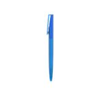 A blue plastic pen with a cap and clip, shown vertically against a plain white background.