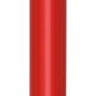 A close-up of a red ballpoint pen with a silver clip. The pen is vertically positioned against a white background.