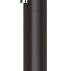 A sleek black pen with a metallic clip and two silver bands near the top. The pen has a pointed tip, suggesting its a ballpoint style. The overall design is modern and minimalist.