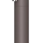 A sleek black pen with a matte finish, featuring a silver clip and a metallic band near the top. The tip is pointed, indicating it is a retractable ballpoint pen.