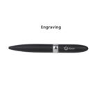 A black pen with a silver clip and the word doxer engraved on it. The pen is horizontally aligned on a white background, with the word Engraving above it.