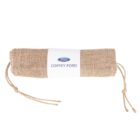 A burlap roll with string ties on both ends is wrapped in a white label displaying a blue Ford logo and the text Coffey Ford.